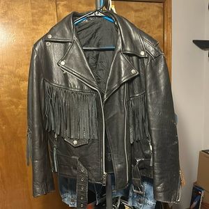 Black fringe leather jacket